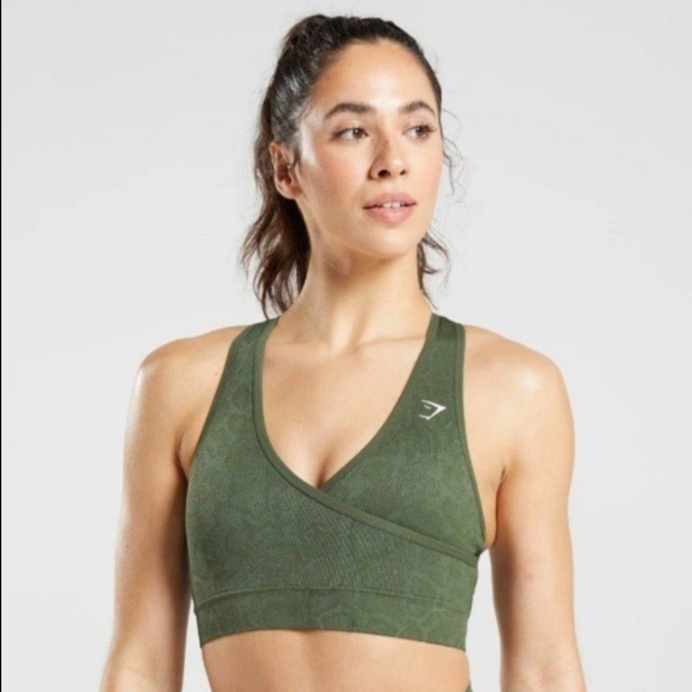 Gymshark Sports Bra Adapt Animal Green - Snake M